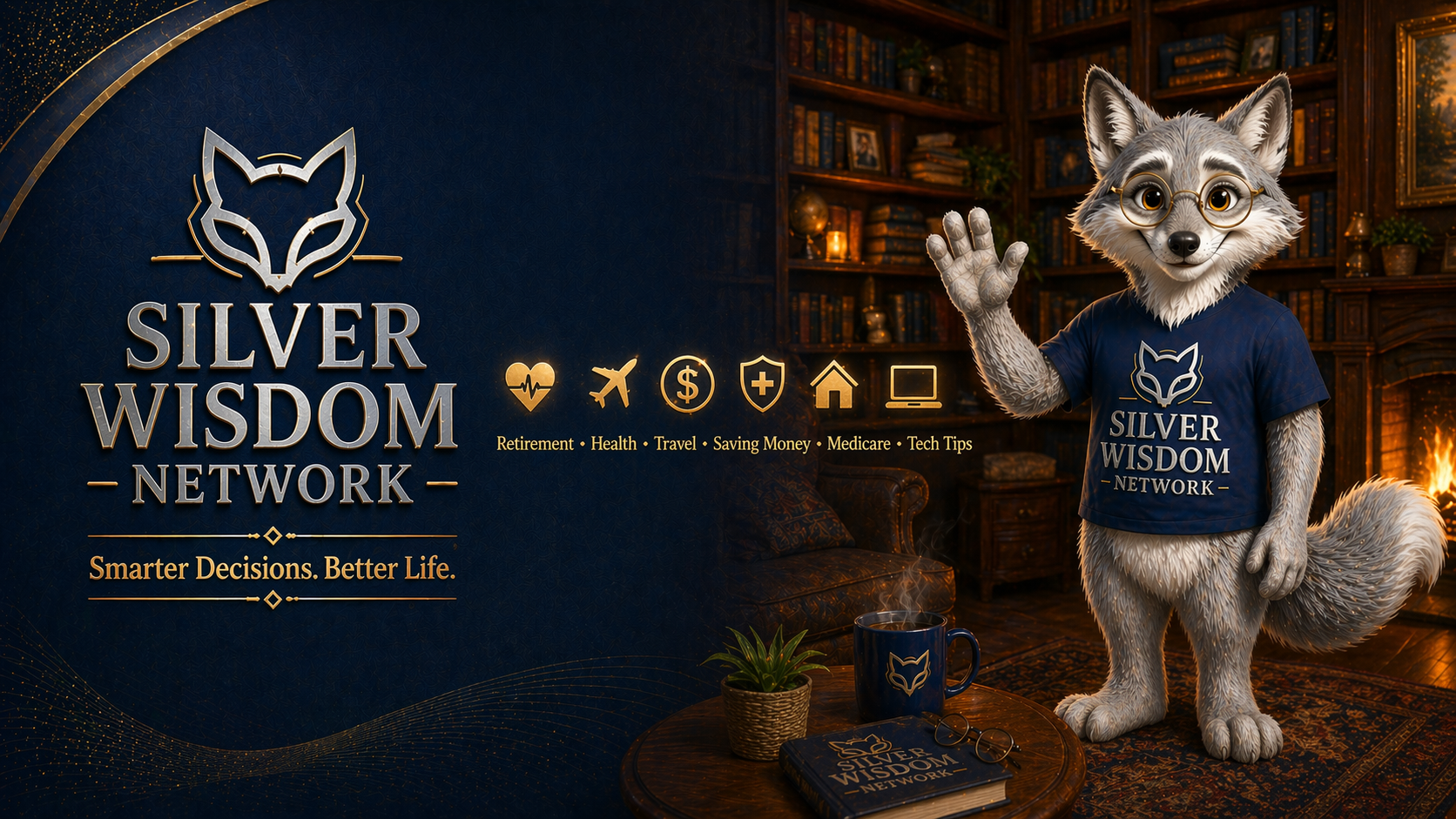 Silver Wisdom Network — Silver Fox in cozy library setting